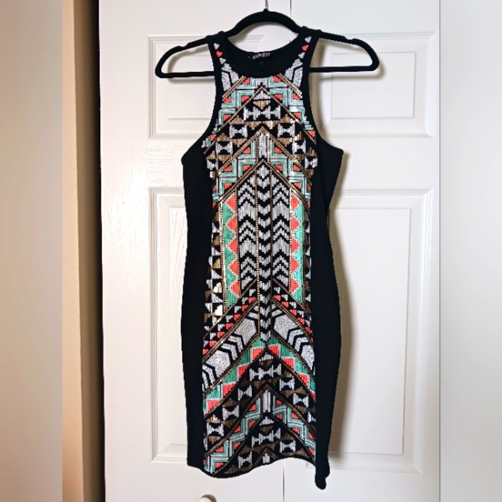 Express geometric pattern bodycon dress